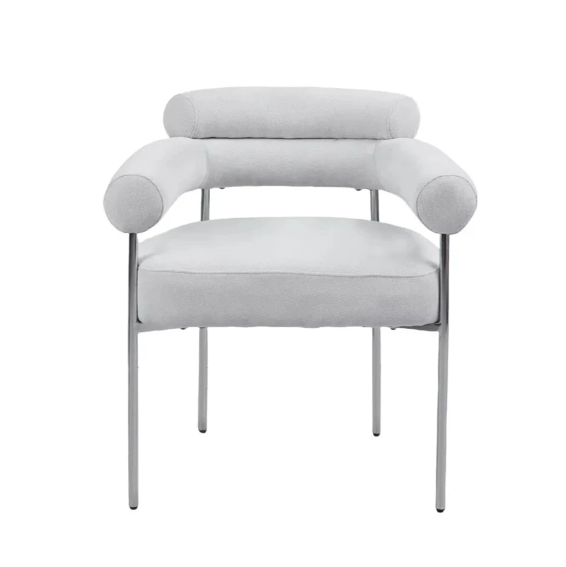 Chaise Bulle Accoudoir Structure Acier Argent tissu sergé gris