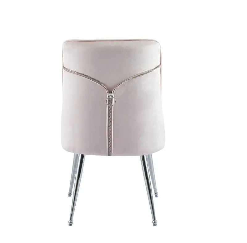 Chaise Zip Chrome velours rose