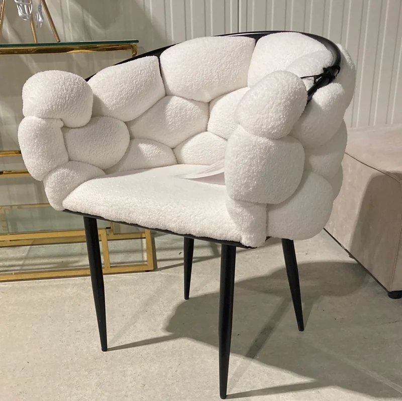 Chaise Ballon Noir velours Laine bouclée