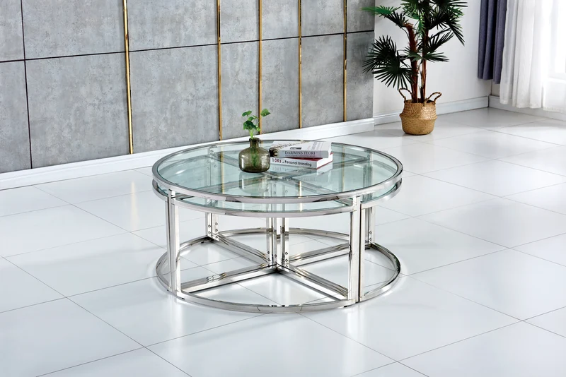 Table basse Elve Argent verre trempé