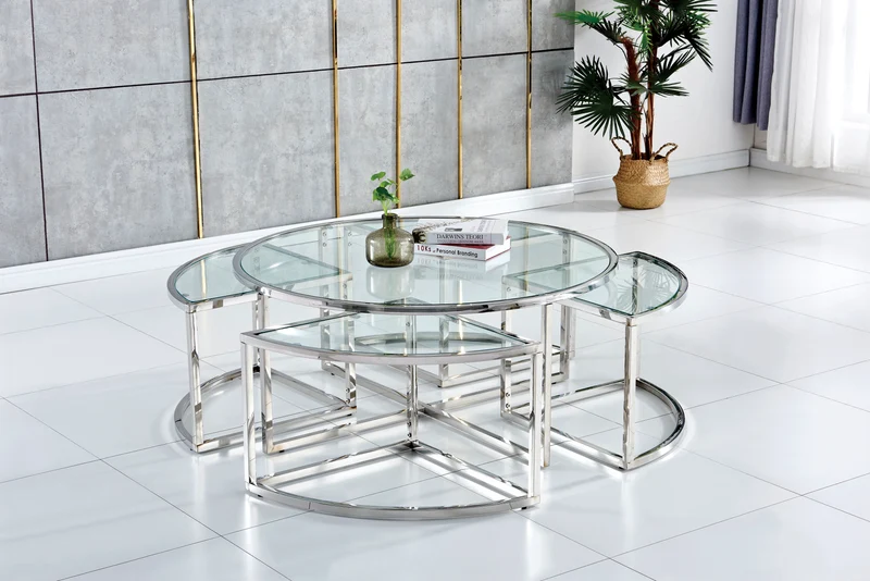 Table basse Elve Argent verre trempé