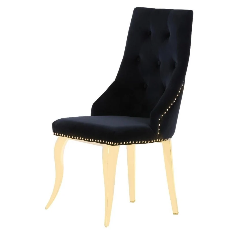 Chaise Anneau Or velours Noir