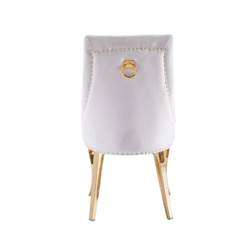 Chaise Anneau Or velours Ecru