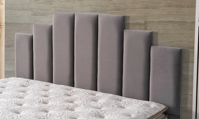 Lit Coffre POLO GRIS - Velours