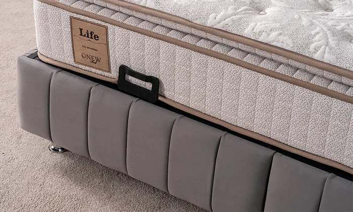 Lit Coffre POLO GRIS - Velours