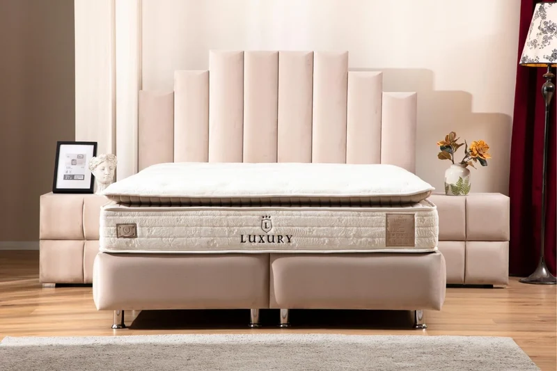 Lit Coffre POLO BEIGE - Velours