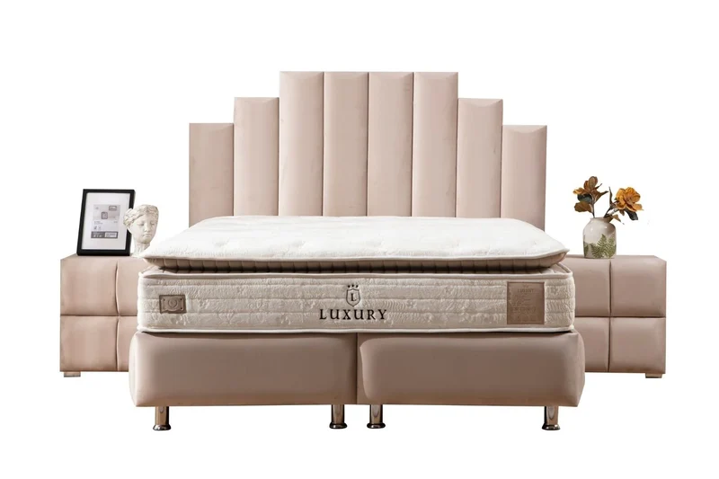 Lit Coffre POLO BEIGE - Velours