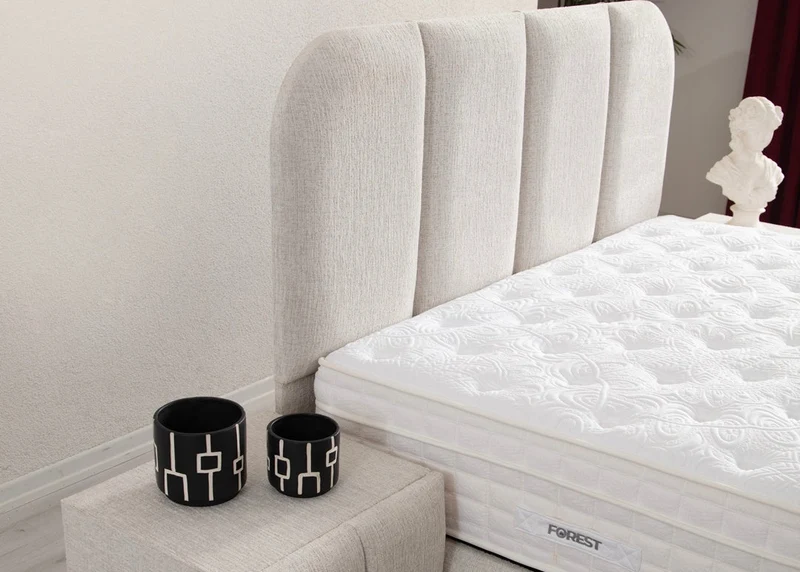 Lit Coffre ELEN BLANC CASSÉ - Chenille