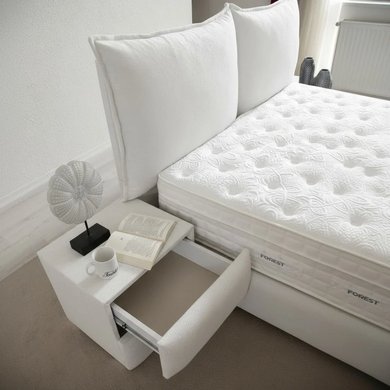 Lit Coffre MALIA BLANC CASSÉ - Velours