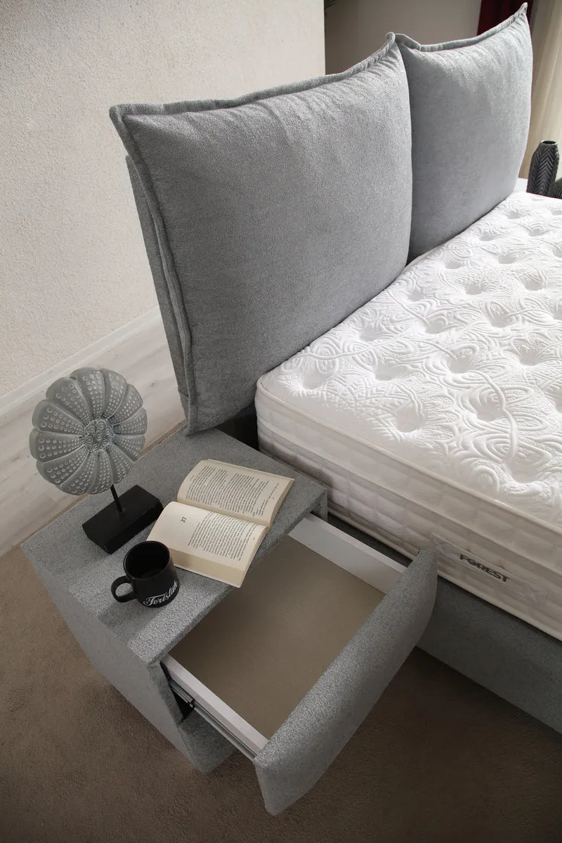 Lit Coffre MALIA GRIS FONCÉ - Velours