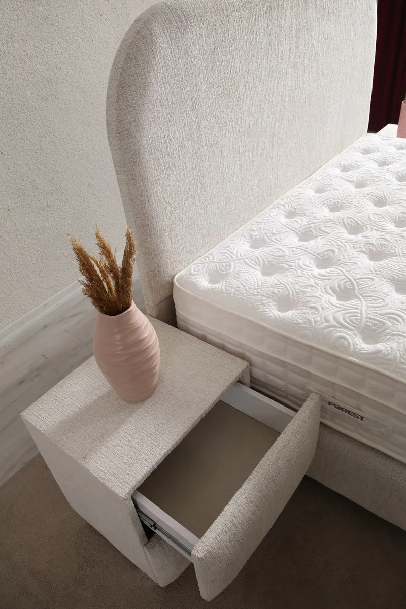 Lit Coffre Jade BLANC CASSÉ - Chenille