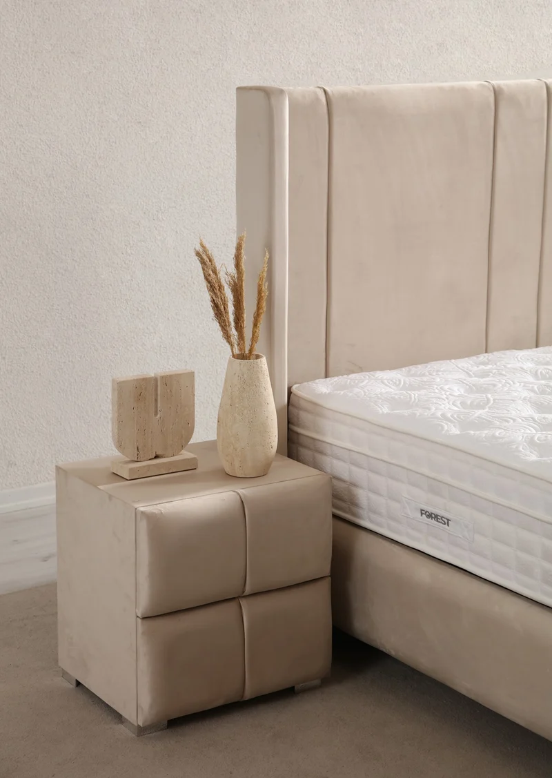 Lit Coffre Silia BEIGE - Velours