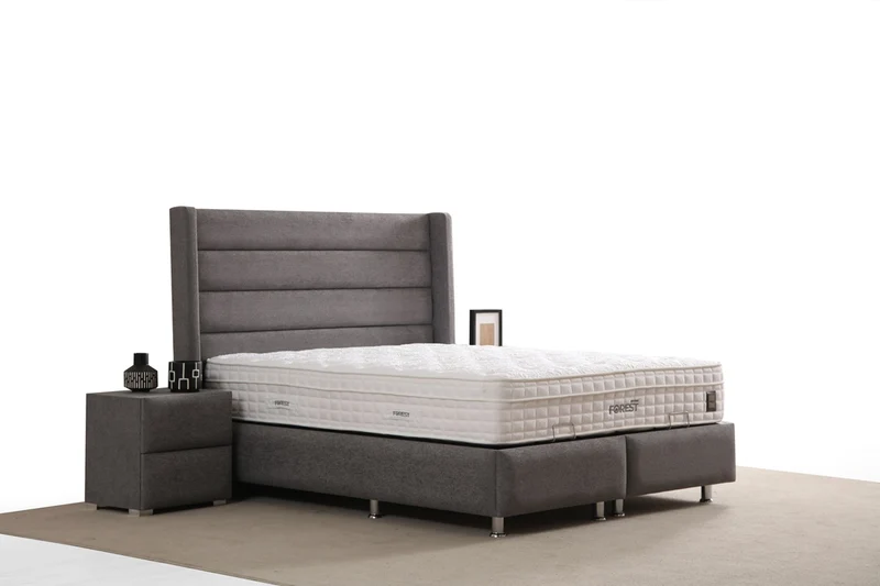 Lit Coffre EDEN GRIS FONCÉ - Velours