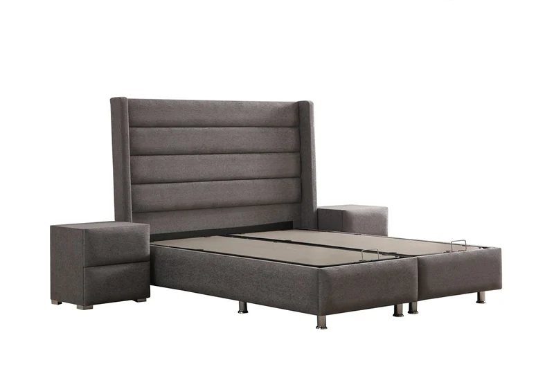 Lit Coffre EDEN GRIS FONCÉ - Velours