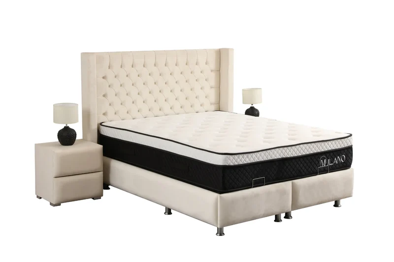 Lit Coffre Bianca BLANC CASSÉ - Velours