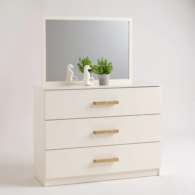 Coiffeuse 3 Tiroirs Gilina Beige