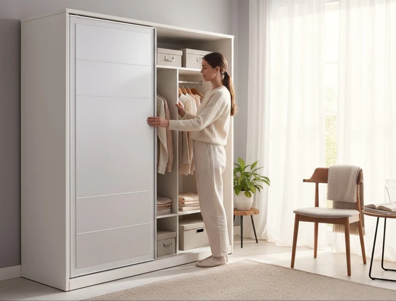 Armoire 2 Portes Coulissantes Lirona Blanc