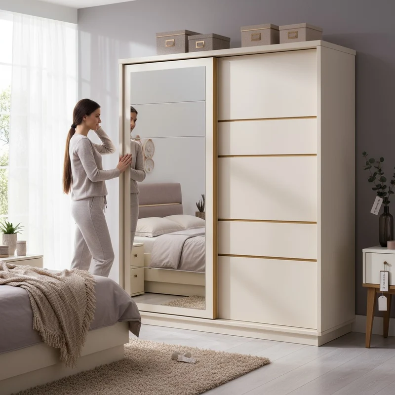 Armoire 2 Portes Coulissantes Lirona Beige