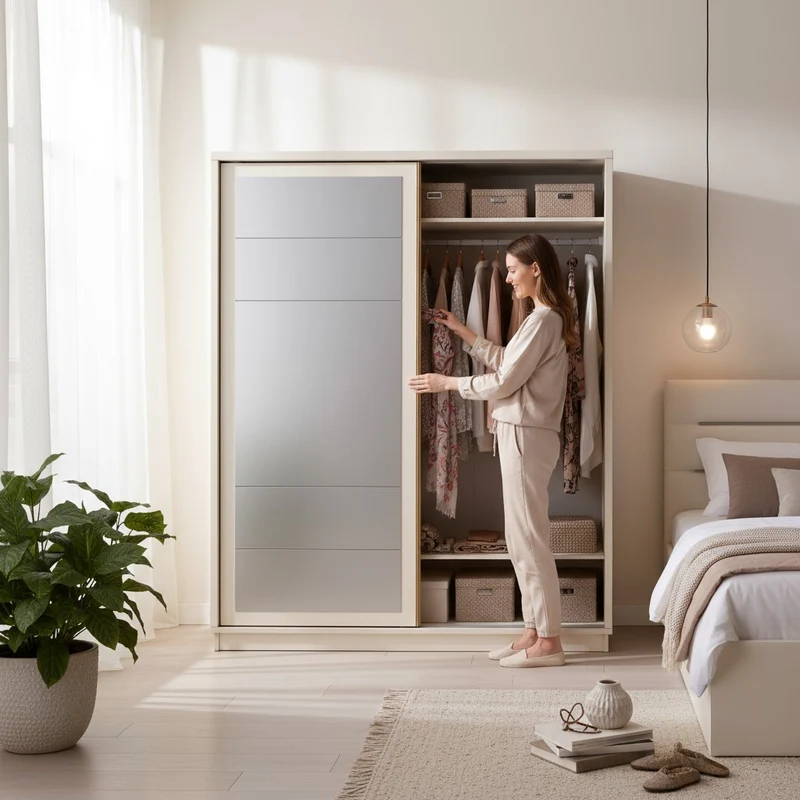 Armoire 2 Portes Coulissantes Lirona Beige