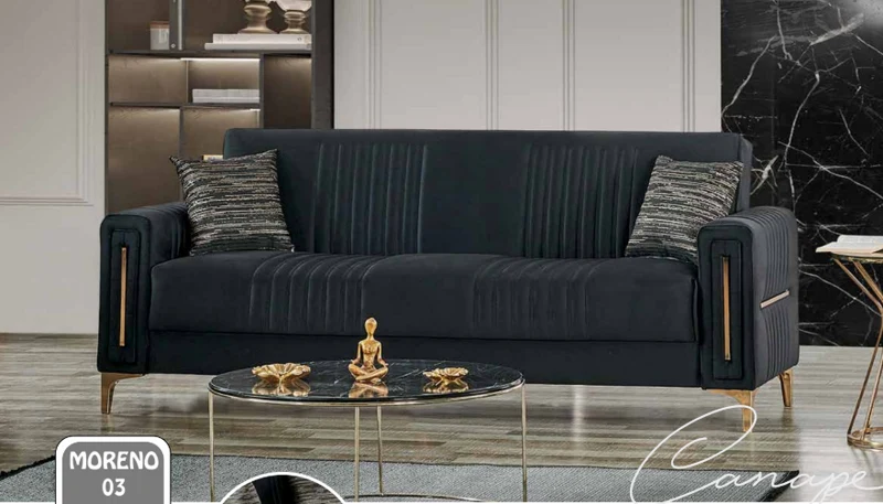 Canapé Convertible Morena Velours Noir