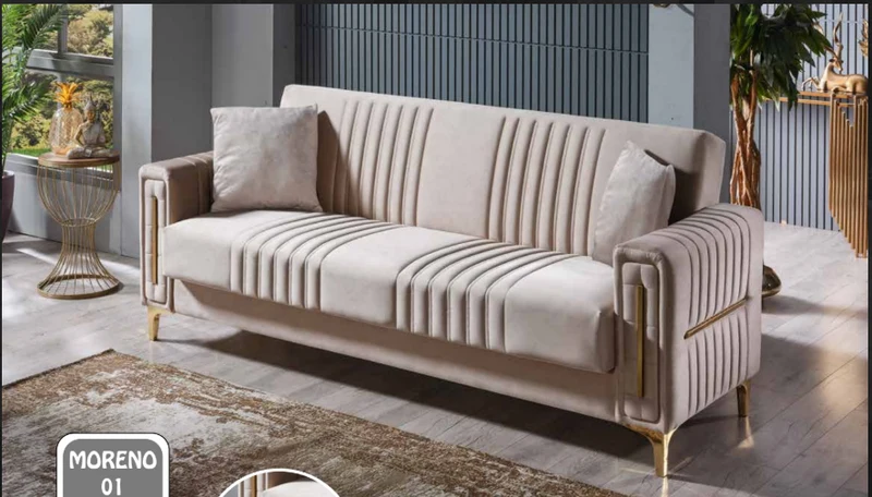 Canapé Convertible Morena Velours Beige