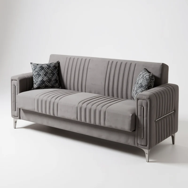 Canapé Convertible Morena Velours Gris
