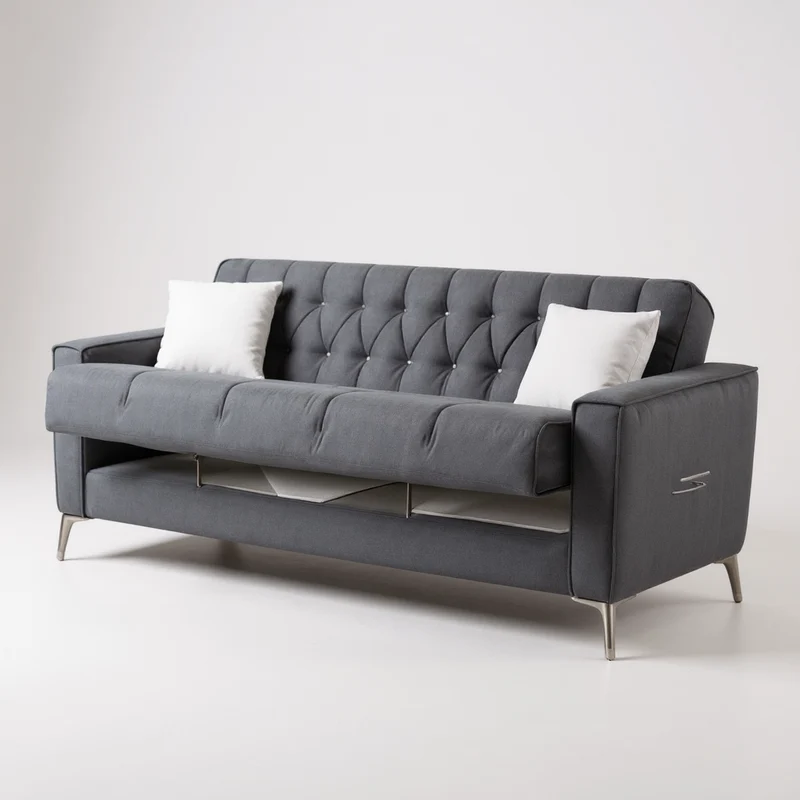 Canapé Convertible Kelebel Velours Gris
