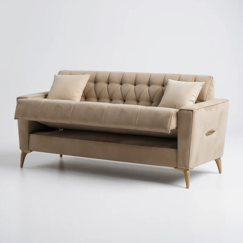 Canapé Convertible Kelebel Velours Beige
