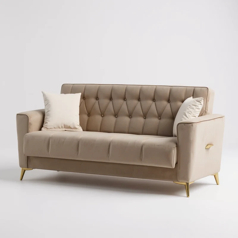 Canapé Convertible Kelebel Velours Beige