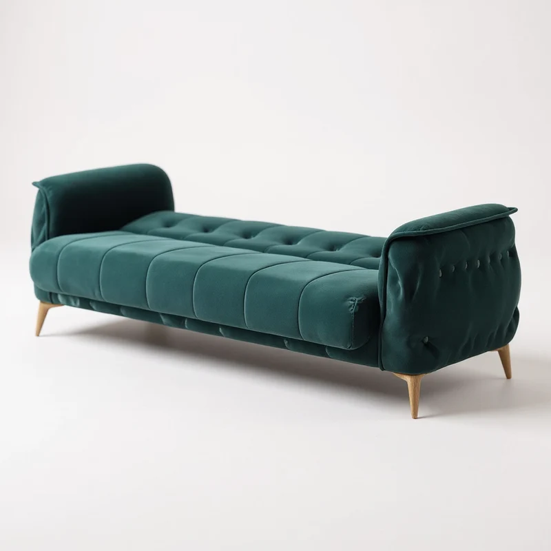 Canapé Convertible 3+2+1 Cubay Velours Vert Émeraude