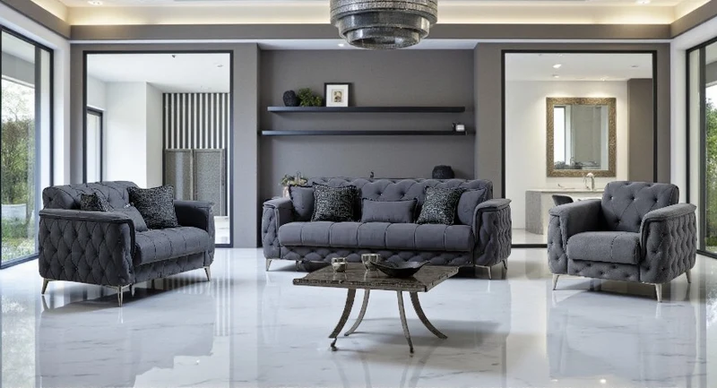 Canapé Convertible 3+2+1 Cubay Velours Gris