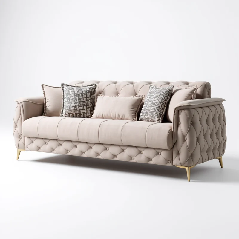 Canapé Convertible 3+2+1 Cubay Velours Beige