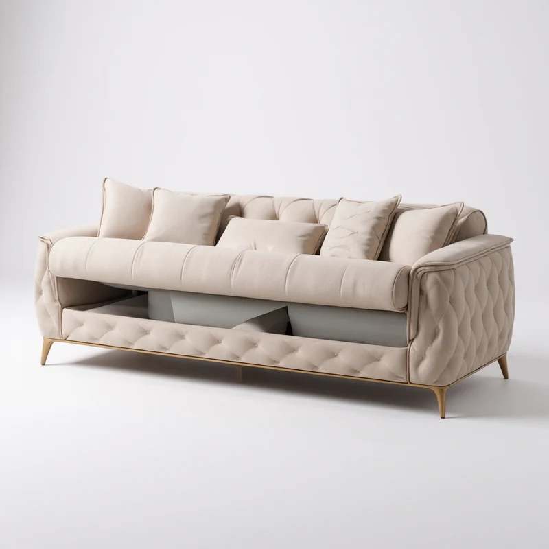 Canapé Convertible 3+2+1 Cubay Velours Beige