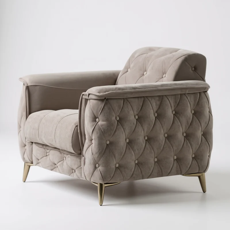 Canapé Convertible 3+2+1 Cubay Velours Beige