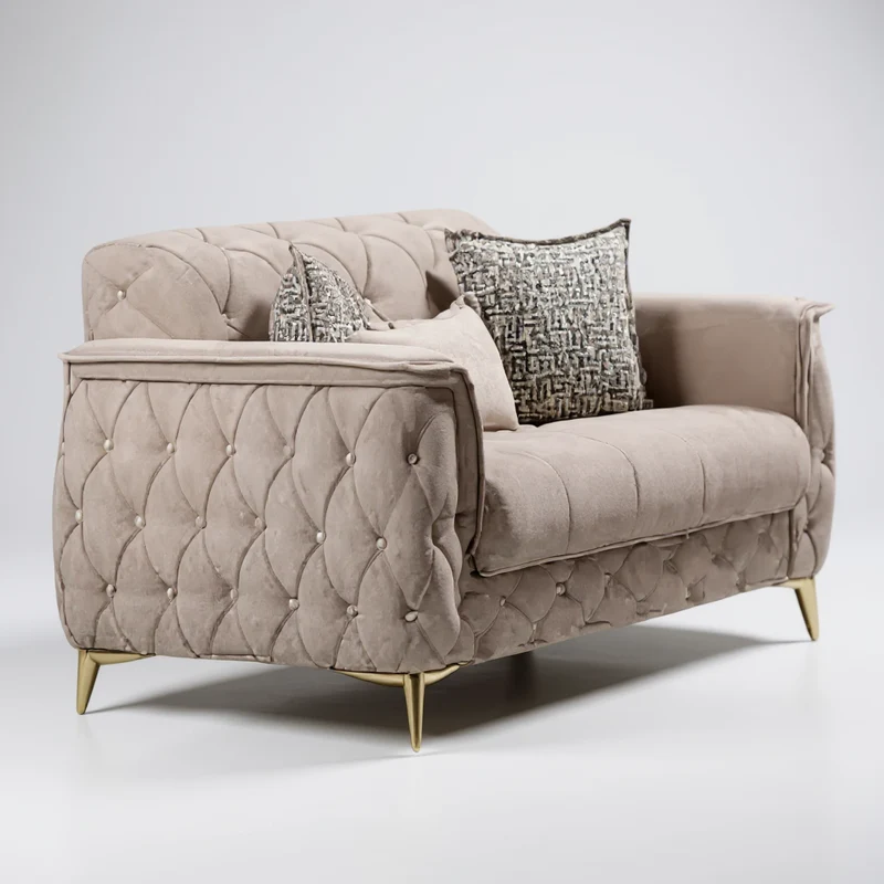Canapé Convertible 3+2+1 Cubay Velours Beige