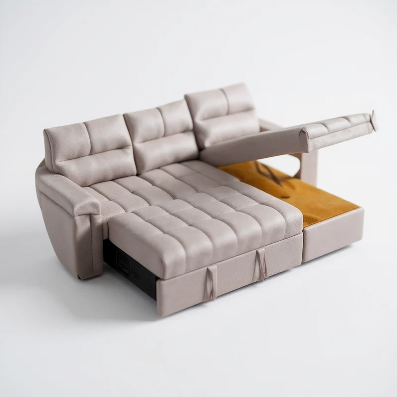 Canapé d'Angle Convertible Kasas Velours Beige