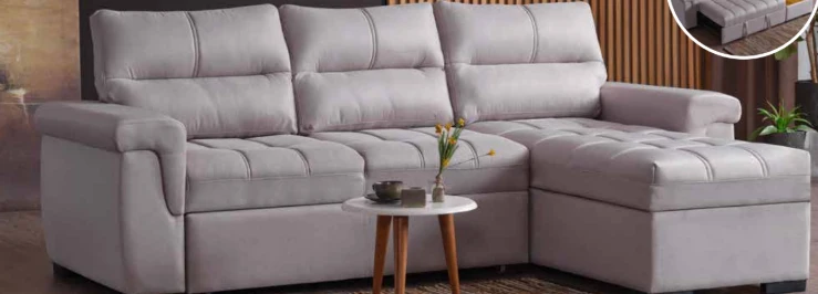 Canapé d'Angle Convertible Kasas Velours Beige