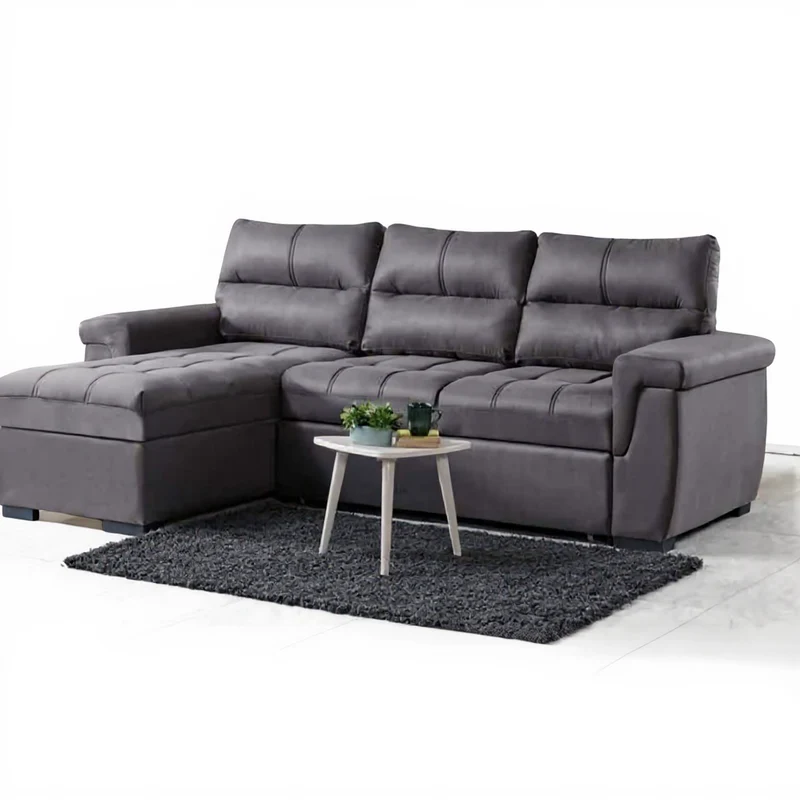 Canapé d'Angle Convertible Kasas Velours Gris