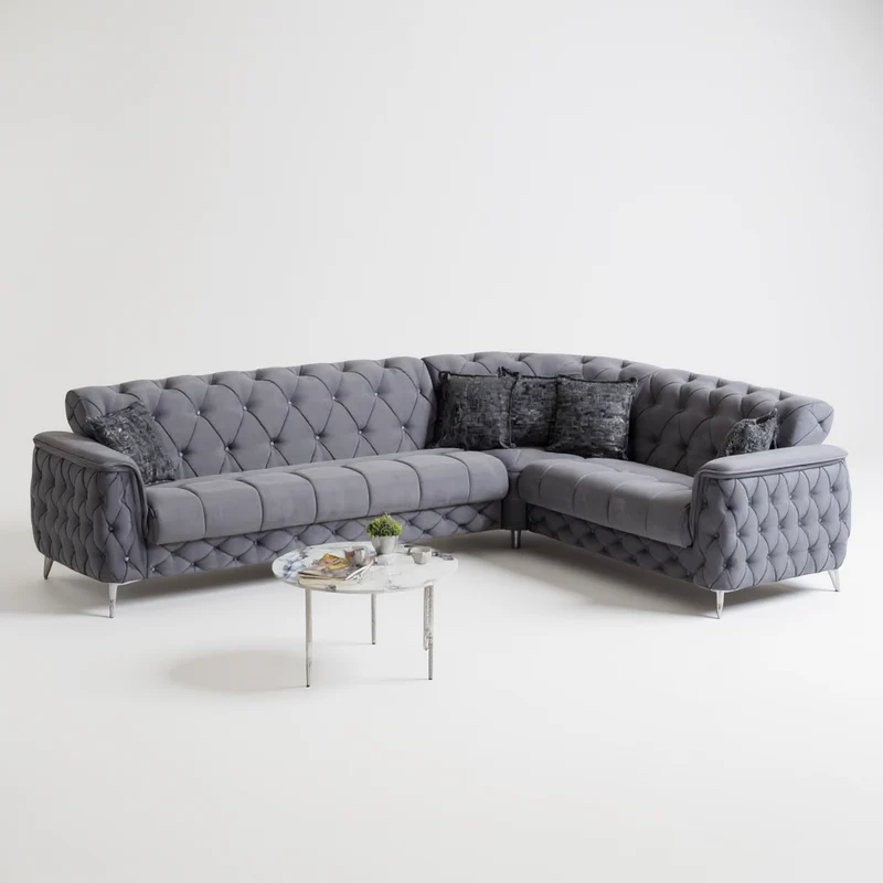 Canapé d'Angle Convertible Cubay Velours Gris Anthracite