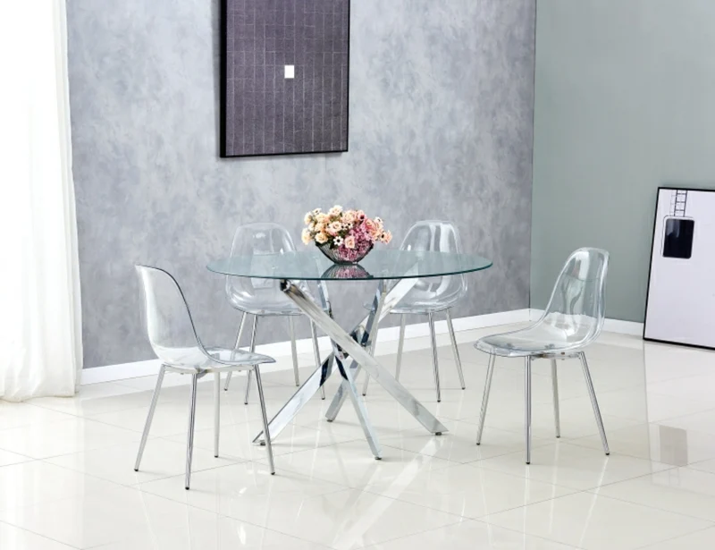 Chaise Maya - Structure Argentée Transparent Style Scandinave