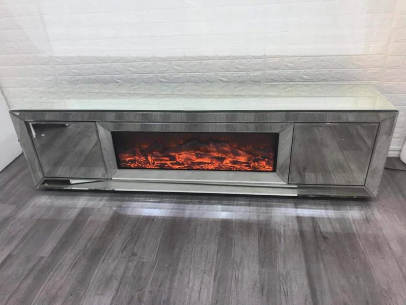 Meuble TV cheminée avec tiroirs