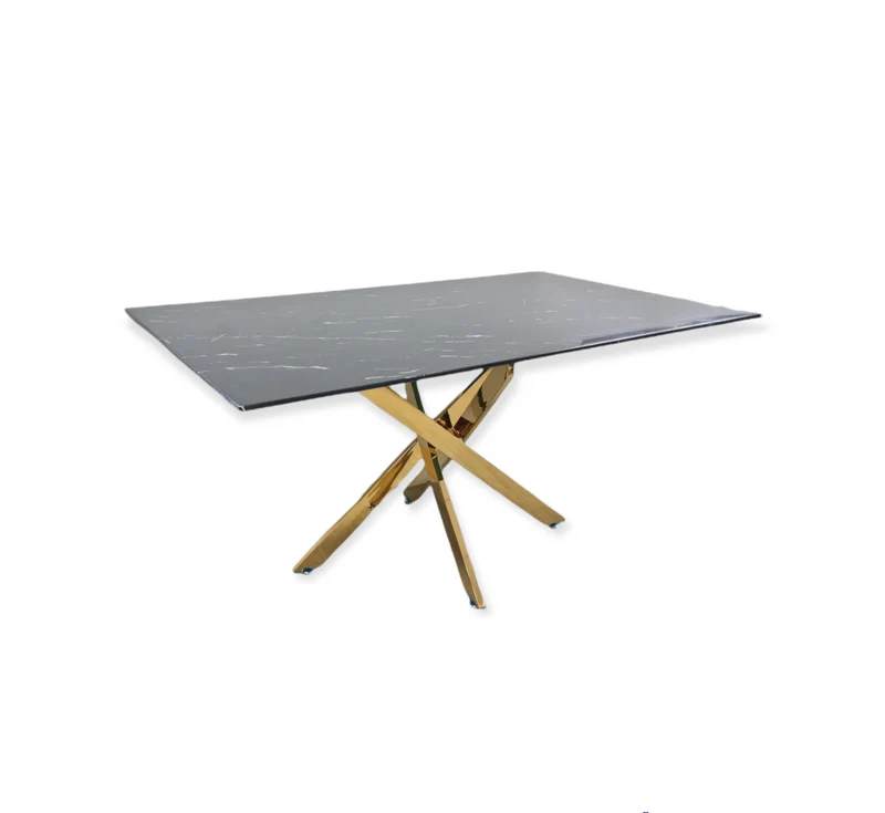 Table à manger Victoire Pieds Or Marbre Noir