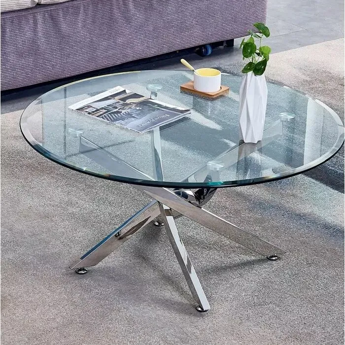 Table basse Victoire Argent Verre trempé