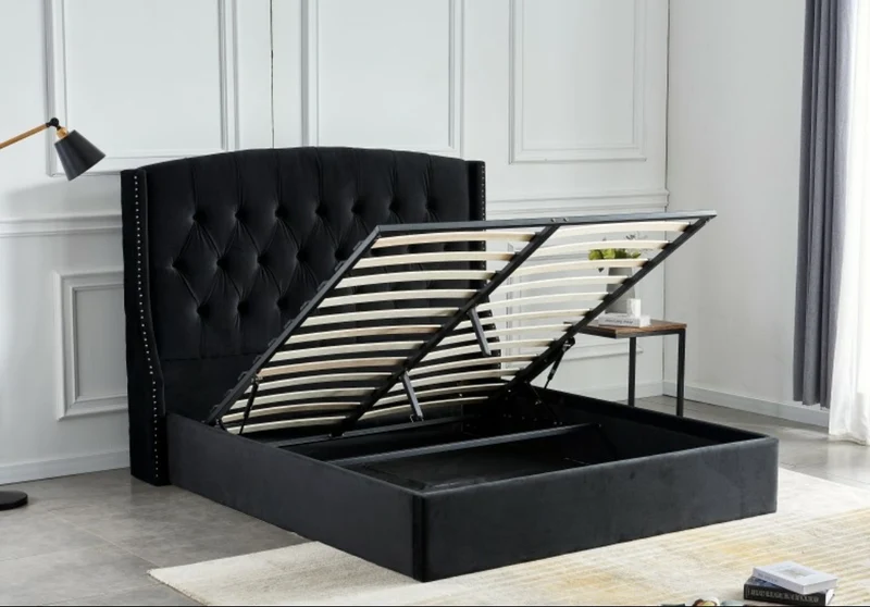 Lit coffre Sultan velours Noir