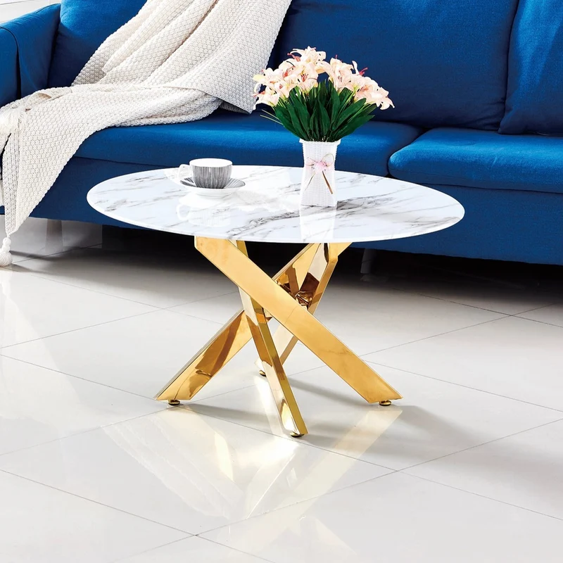 Table basse victoire Or Marbre blanc