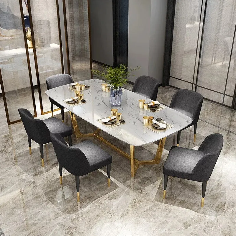 Table à manger Chartrons Or marbre blanc
