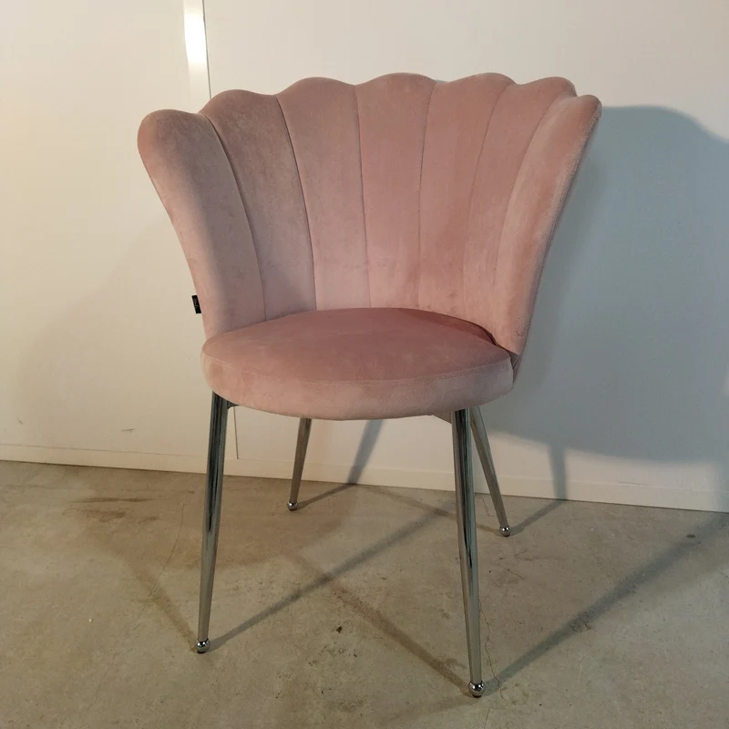 Chaise Quinconce Argent velours Rose