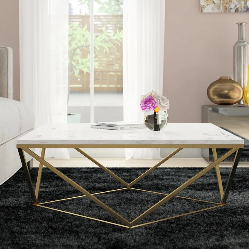 Table basse Karla Or Marbre blanc