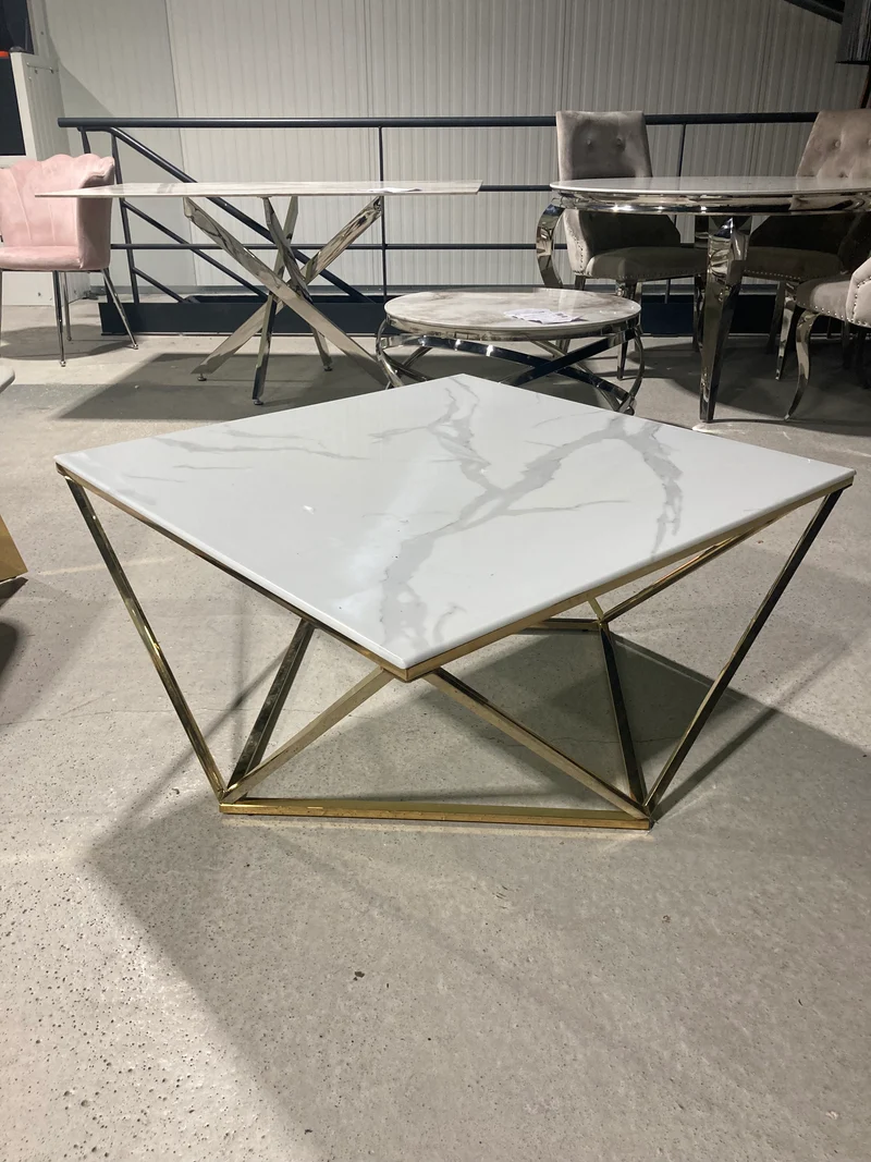 Table basse Karla Or Marbre blanc