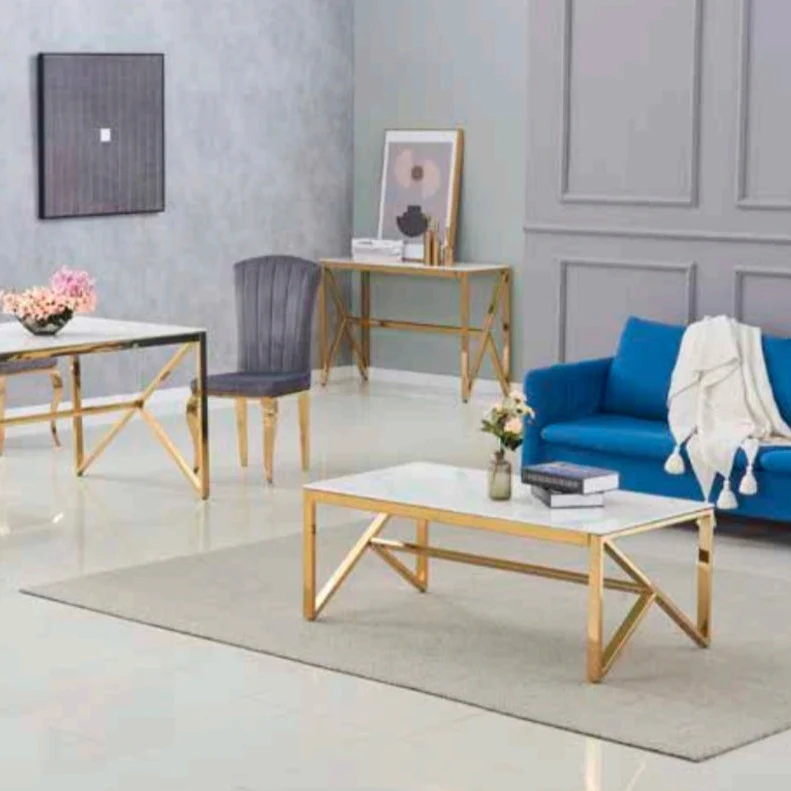 Table basse Majestic Or Marbre blanc